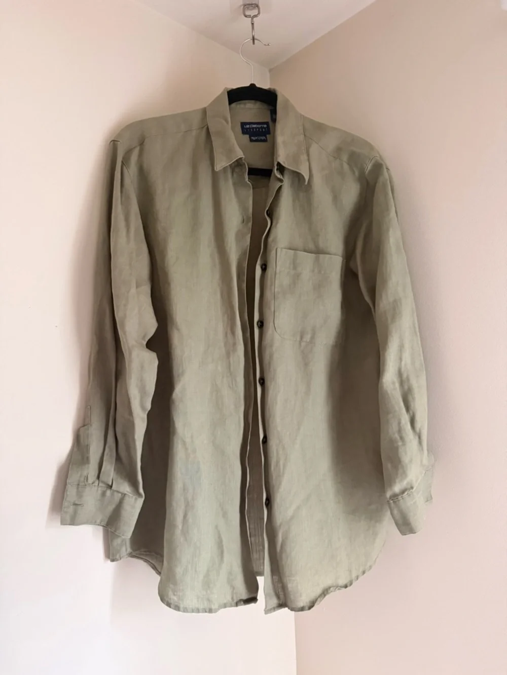Liz Claiborne Light Olive Linen Shirt